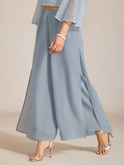 Straight Leg Chiffon Pants