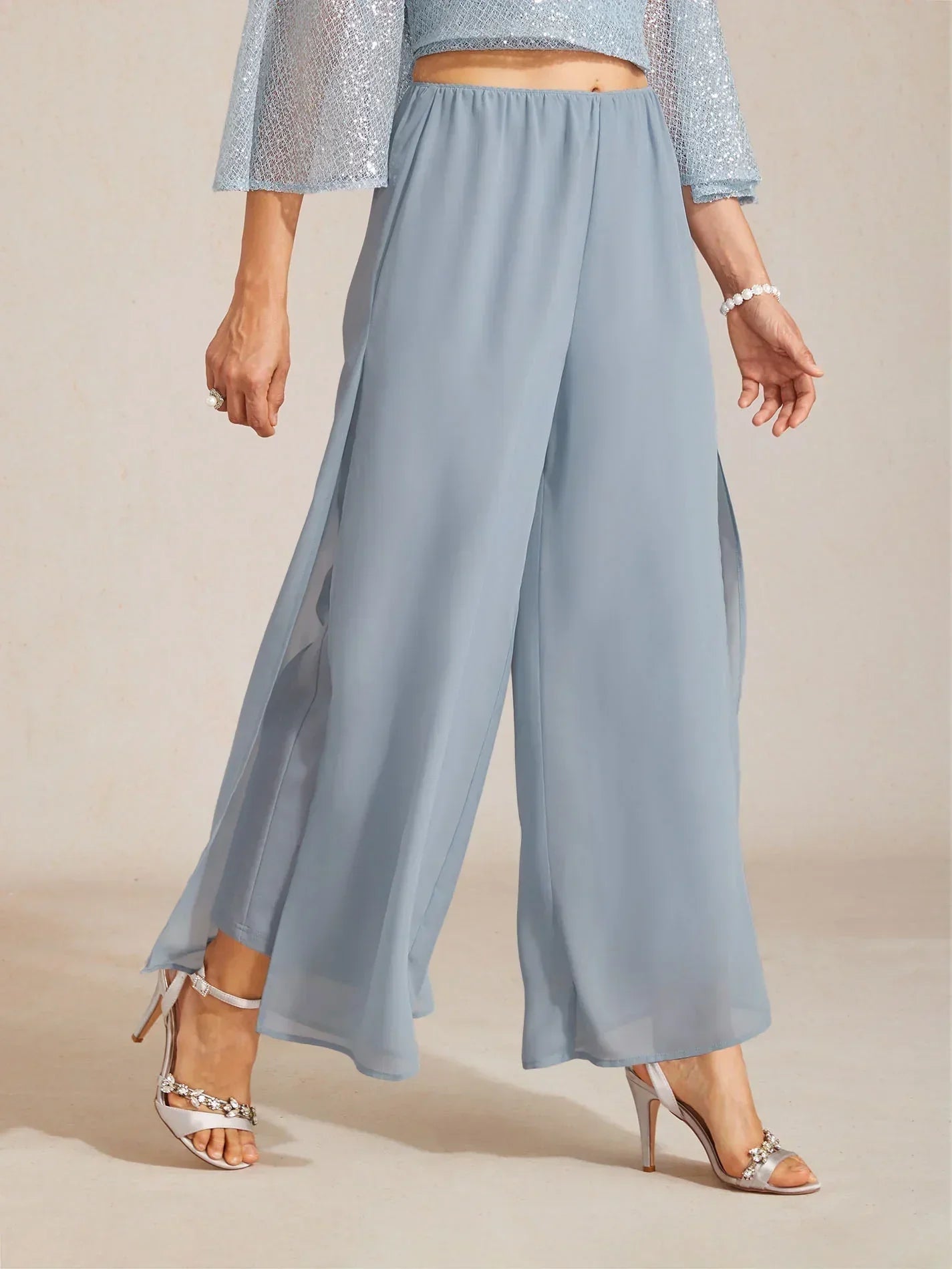 Straight Leg Chiffon Pants