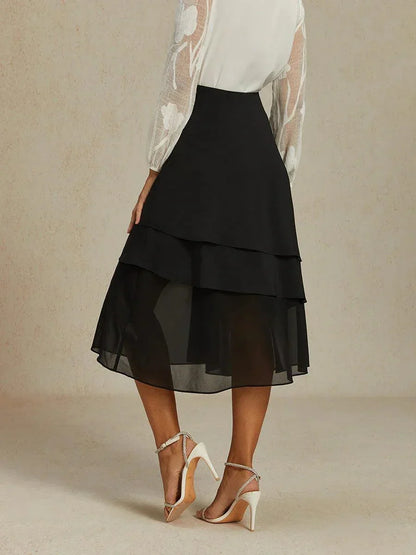Layered Chiffon A-Line Skirt