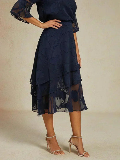 Floral Chiffon Midi Skirt