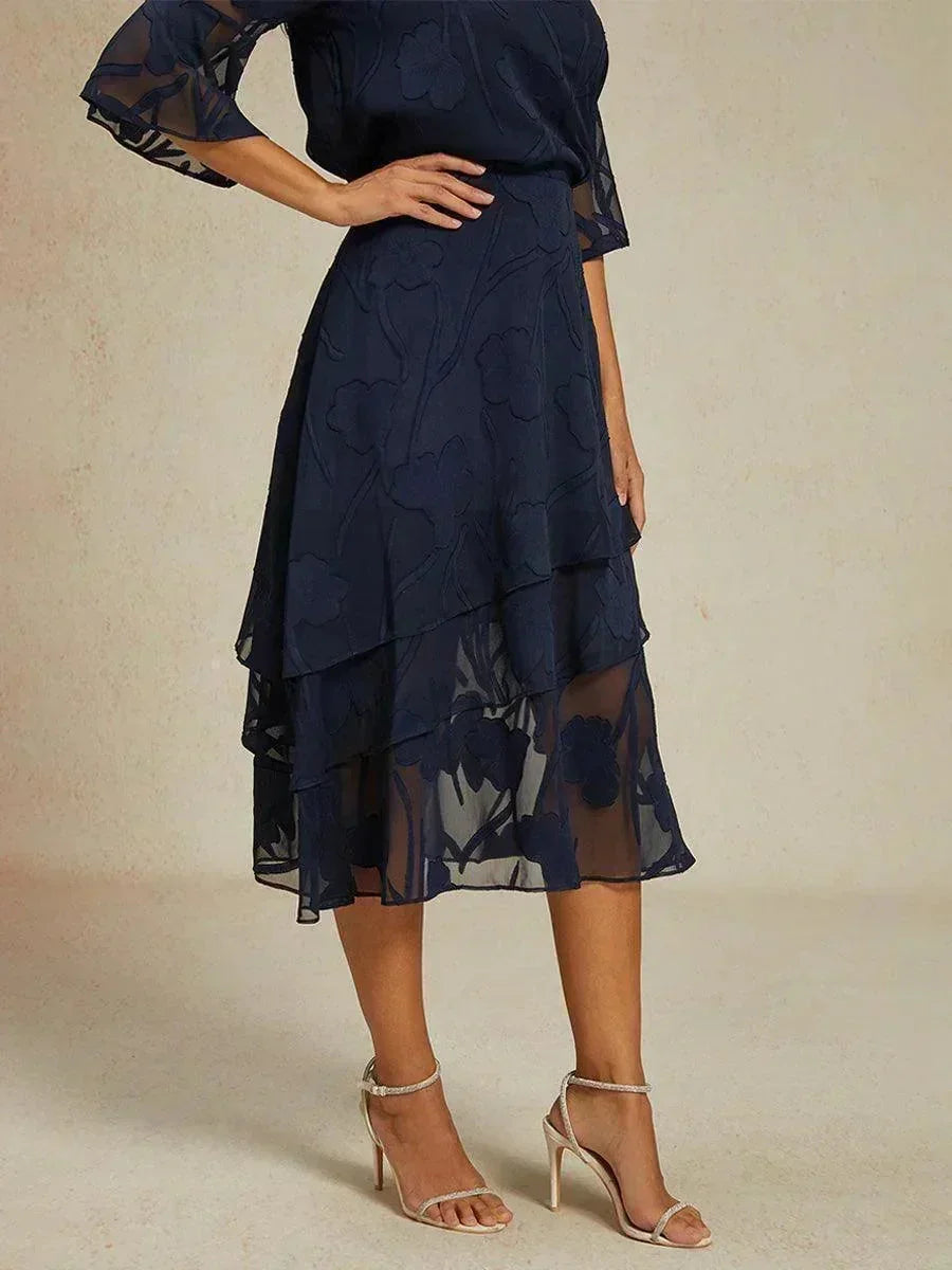 Floral Chiffon Midi Skirt