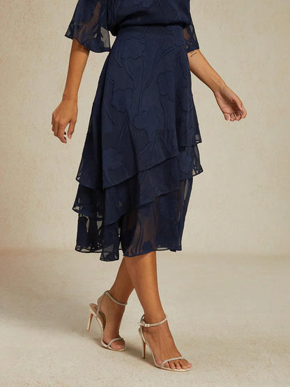 Floral Chiffon Midi Skirt