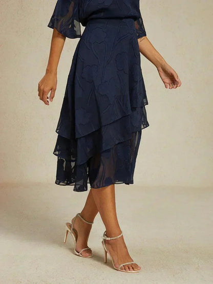 Floral Chiffon Midi Skirt