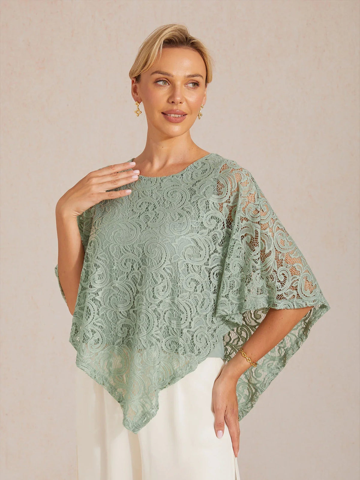 Elegant Lace Batwing Sleeve Top