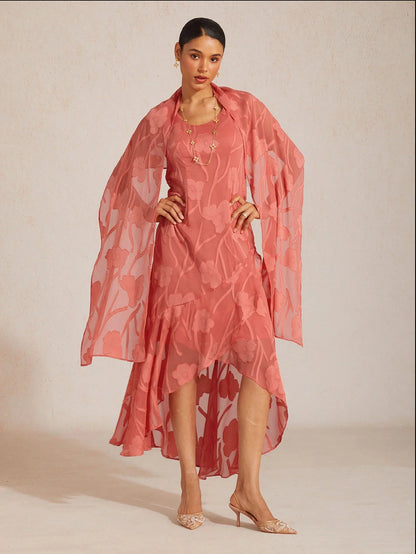 Sheer Floral Chiffon Shawl