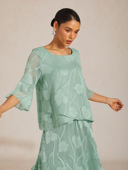 Dressy Chiffon Asymmetric Hem Blouse