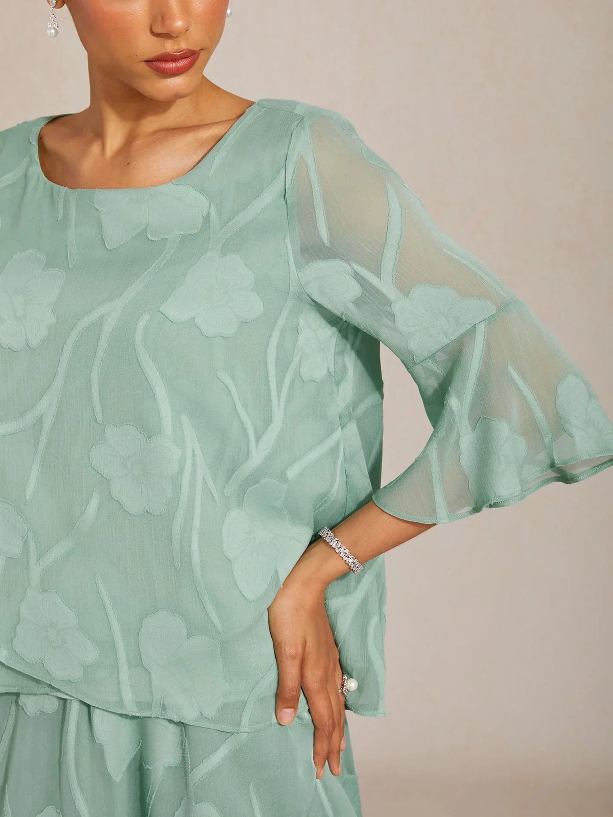 Dressy Chiffon Asymmetric Hem Blouse