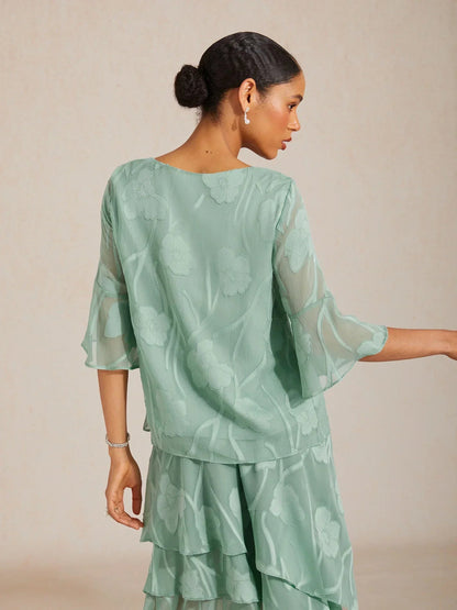 Dressy Chiffon Asymmetric Hem Blouse