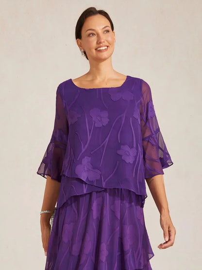 Dressy Chiffon Asymmetric Hem Blouse