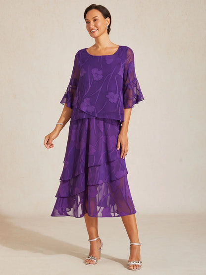 Dressy Chiffon Asymmetric Hem Blouse