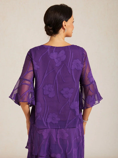 Dressy Chiffon Asymmetric Hem Blouse