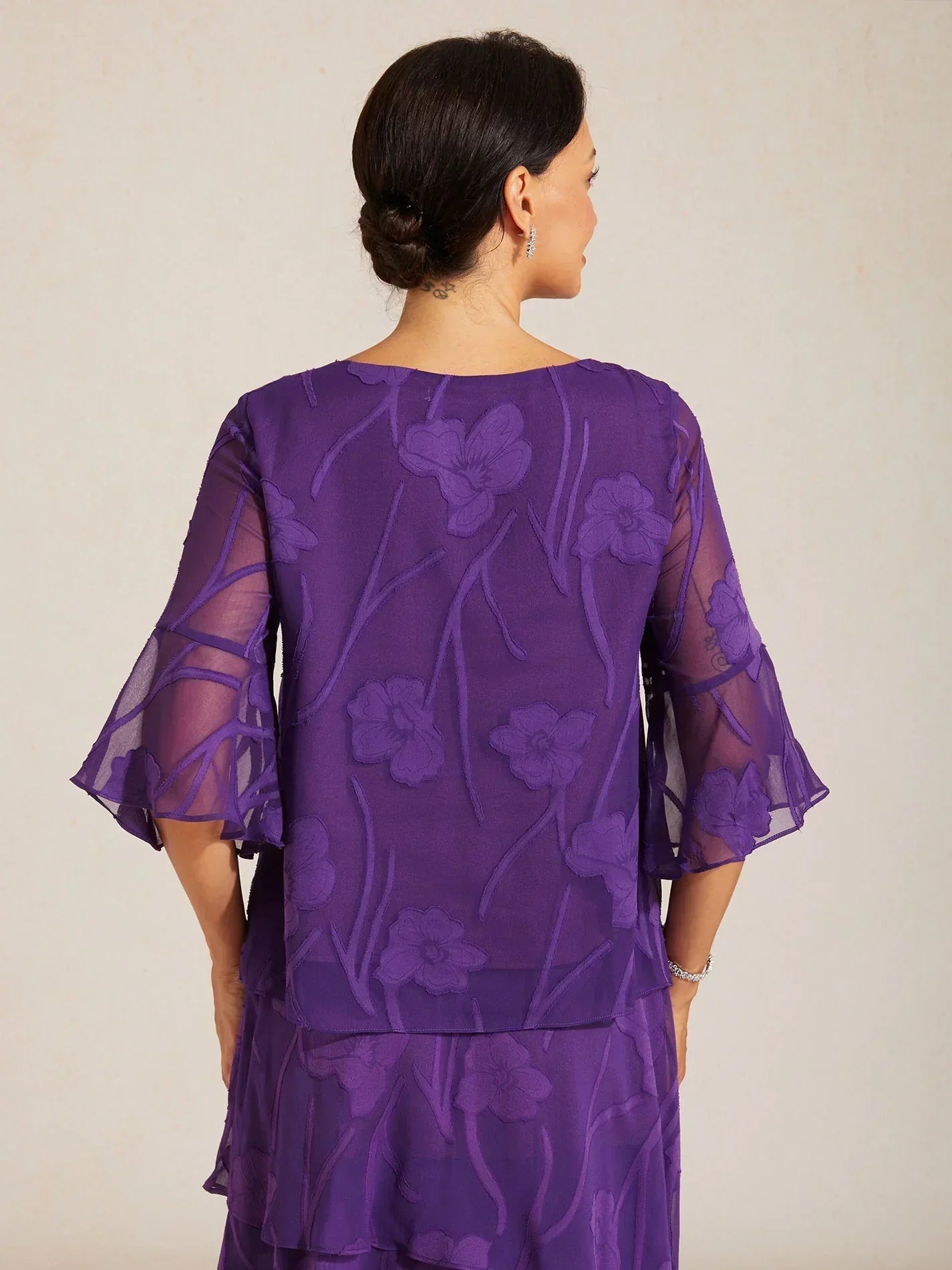 Dressy Chiffon Asymmetric Hem Blouse