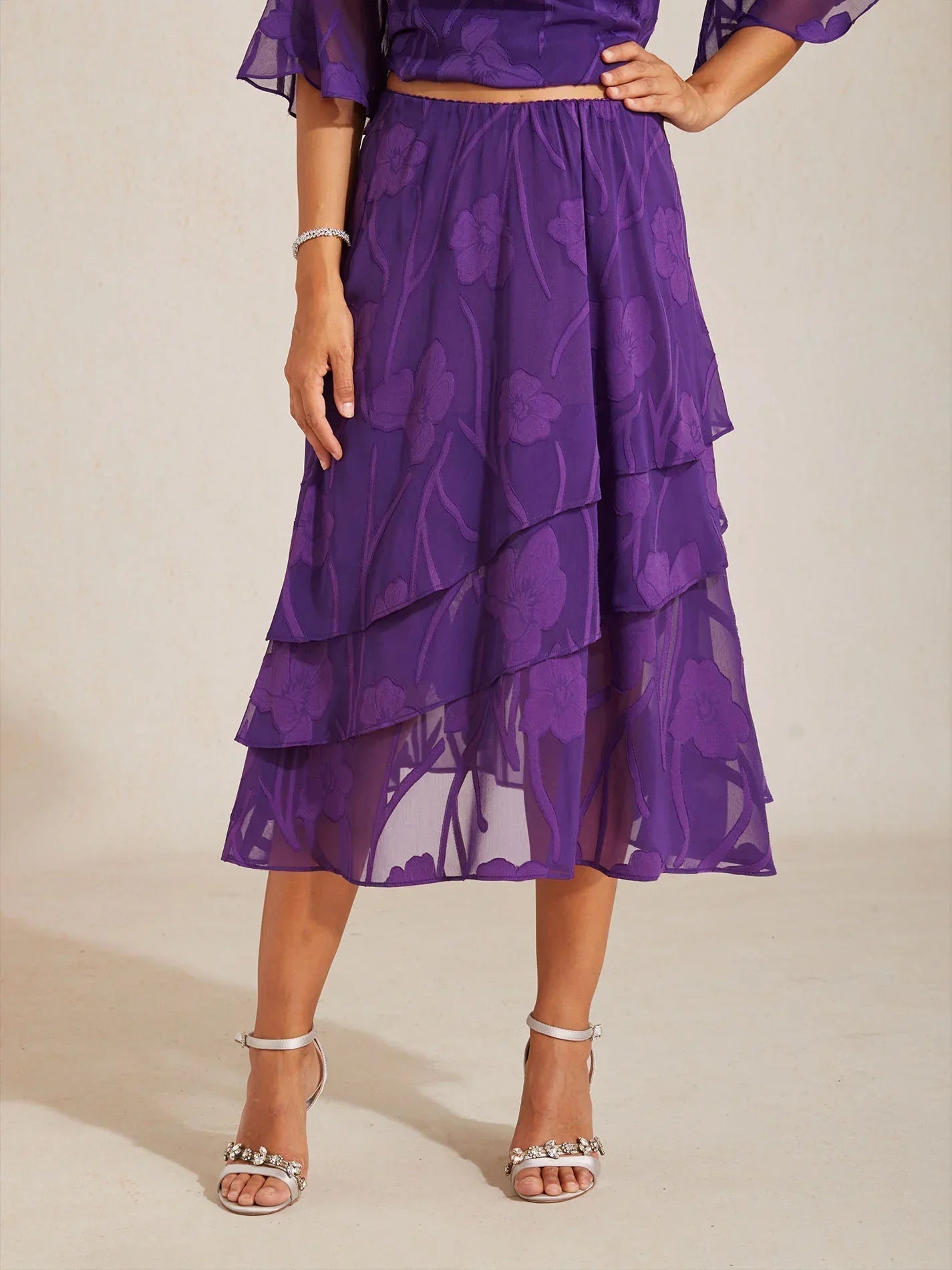 Floral Chiffon Midi Skirt