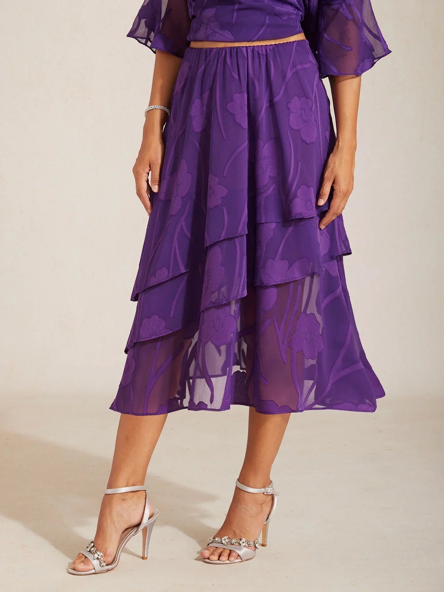 Floral Chiffon Midi Skirt