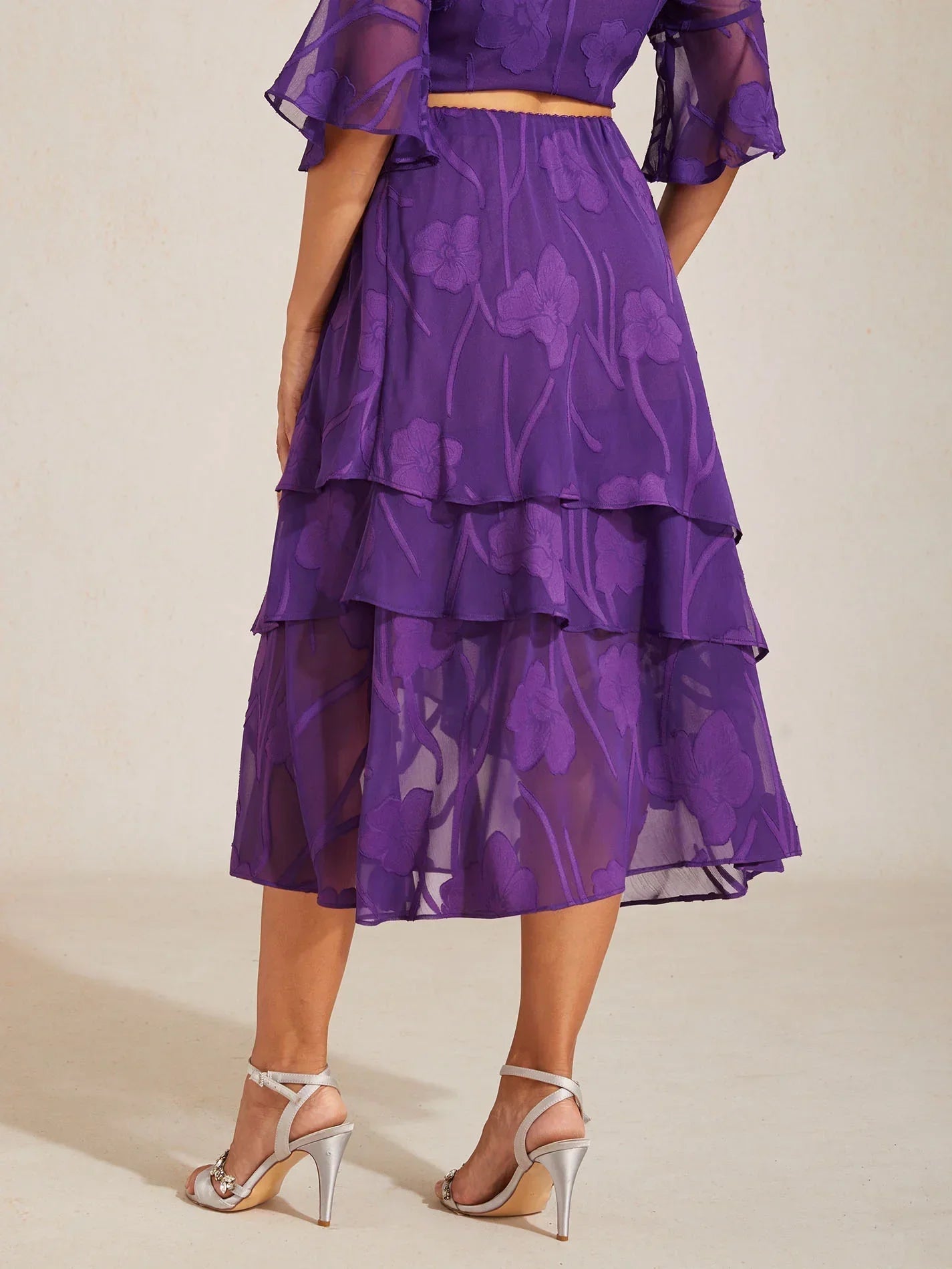 Floral Chiffon Midi Skirt