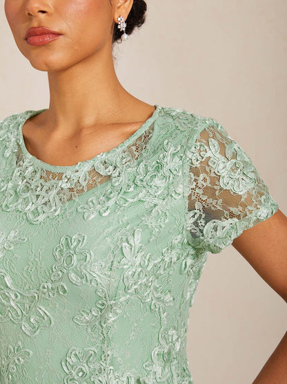 Rosette Lace A-Line Gown with Sequin Embellishment