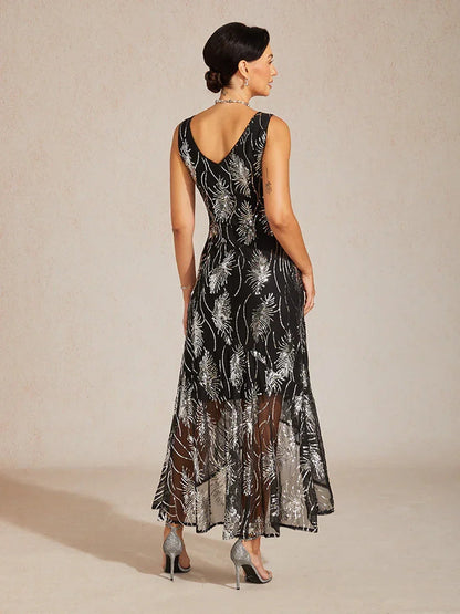 Sleeveless Sequin Maxi Dress