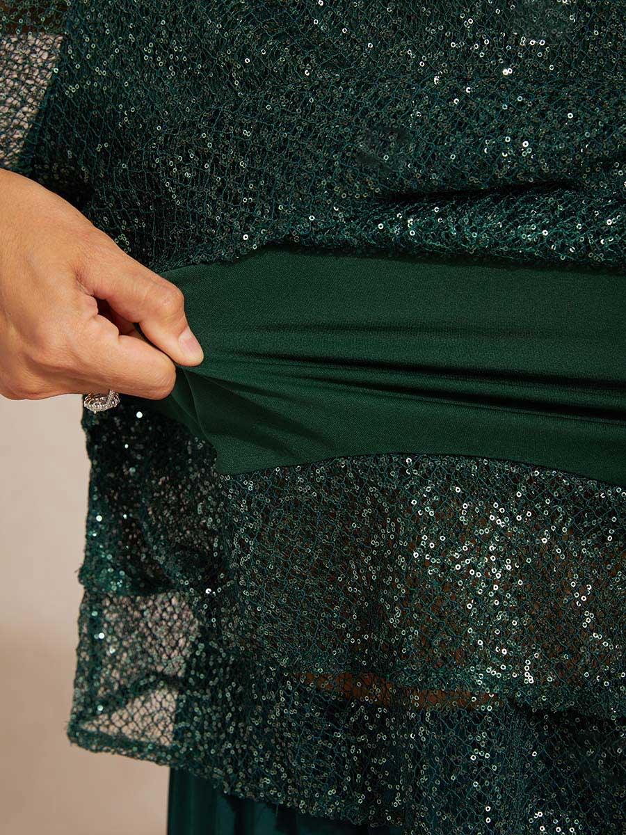 Bell Sleeves Mesh Sequin Layered Top