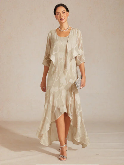 Floral Chiffon Sleeveless Gown