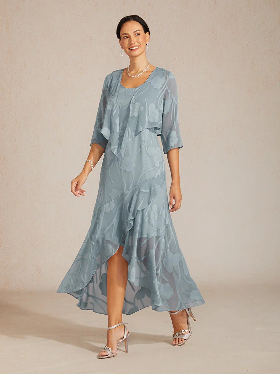 Floral Chiffon Sleeveless Gown