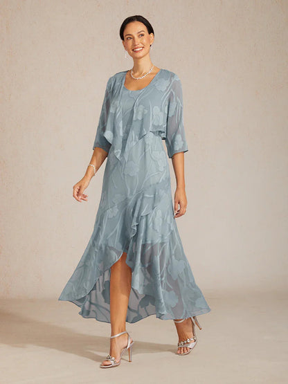 Floral Chiffon Sleeveless Gown