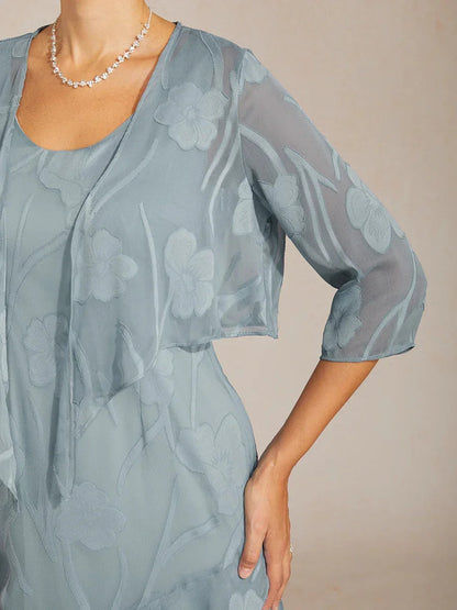 Floral Sheer Chiffon 3/4 Sleeve Shrug