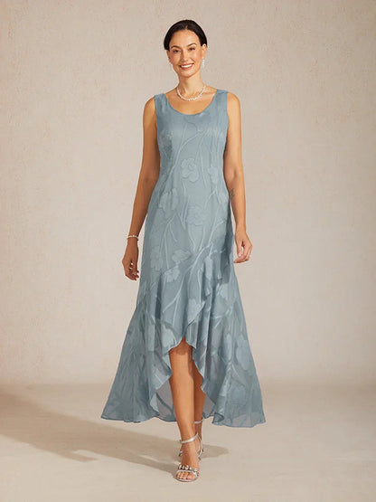 Floral Chiffon Sleeveless Gown