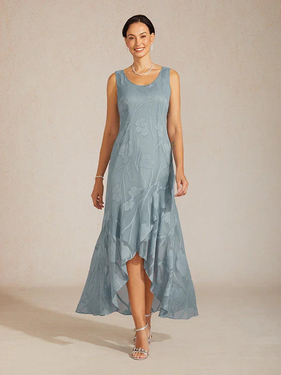 Floral Chiffon Sleeveless Gown