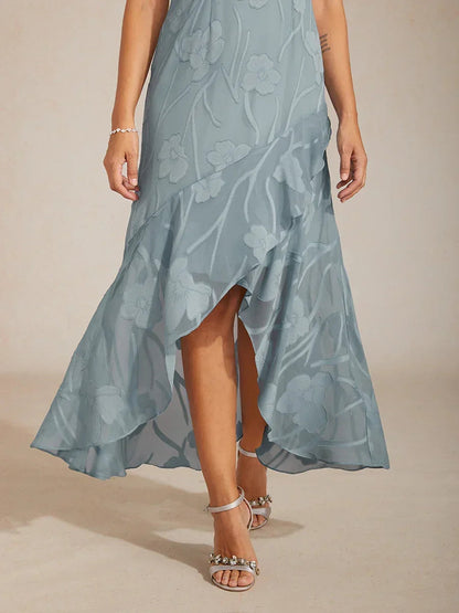 Floral Chiffon Sleeveless Gown