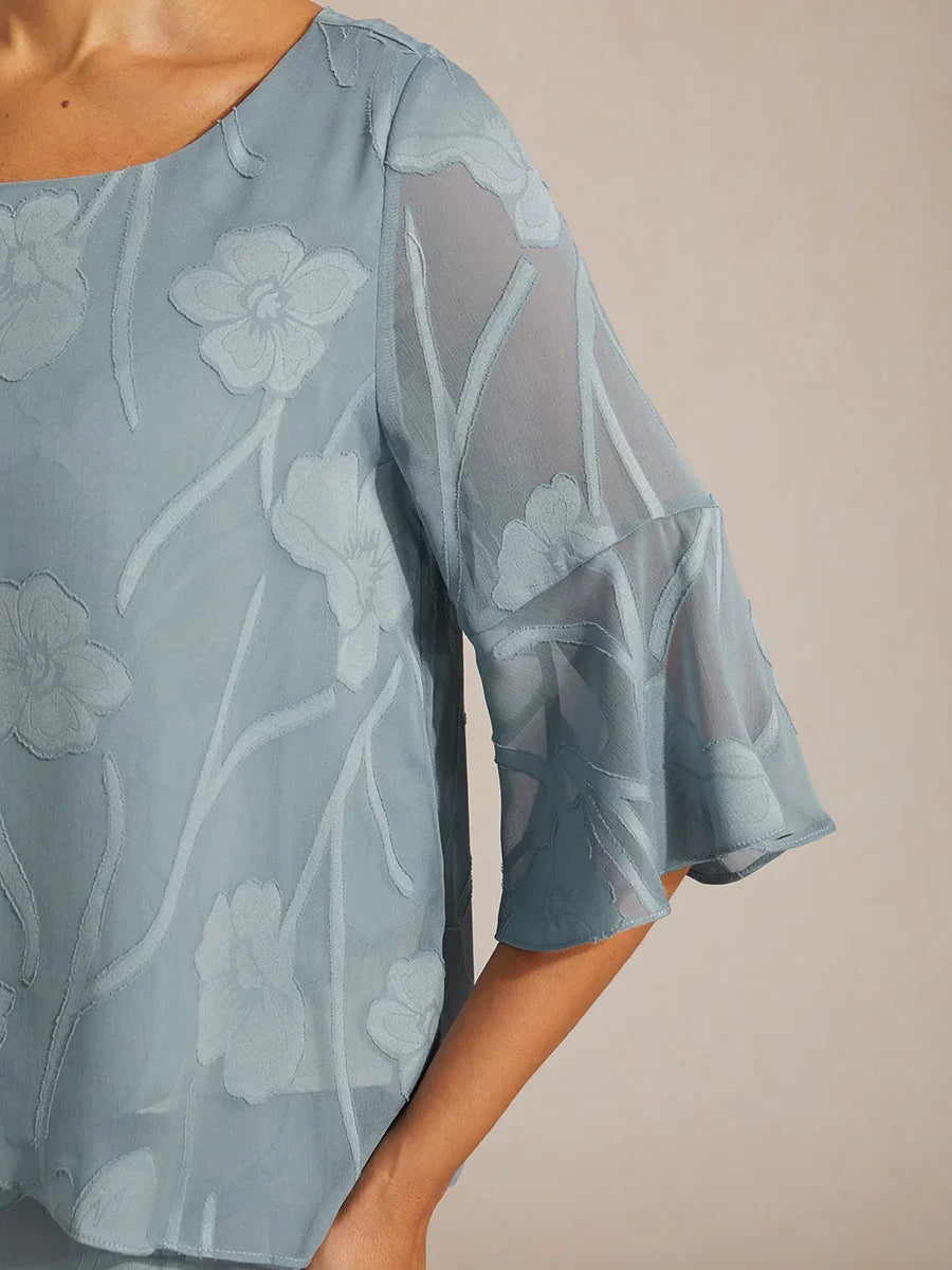 Dressy Chiffon Asymmetric Hem Blouse