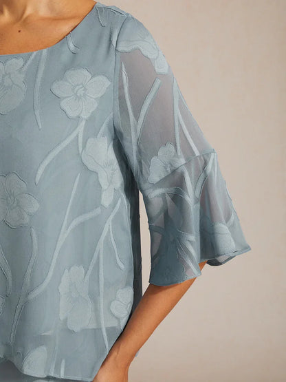 Dressy Chiffon Asymmetric Hem Blouse