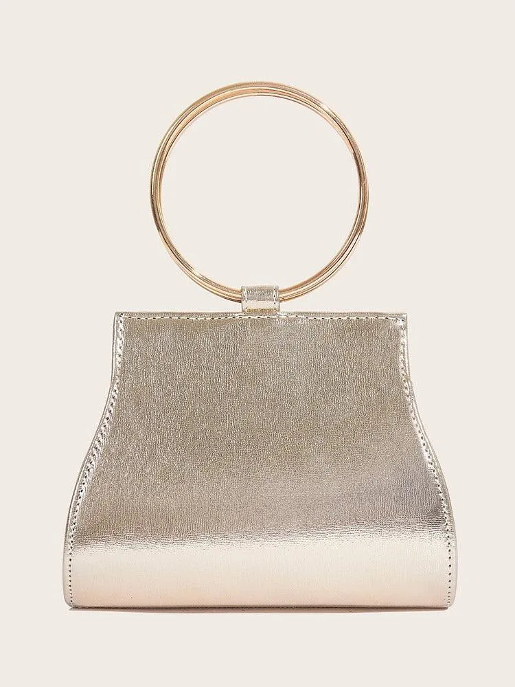 Pochette en cristal avec poignée en anneau doré, sac élégant