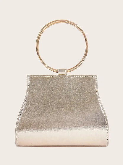 Pochette en cristal avec poignée en anneau doré, sac élégant