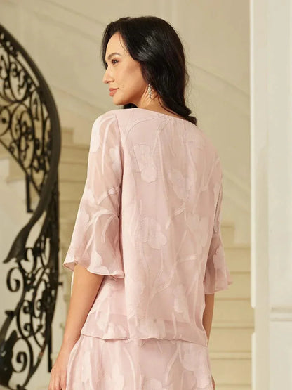 Dressy Chiffon Asymmetric Hem Blouse