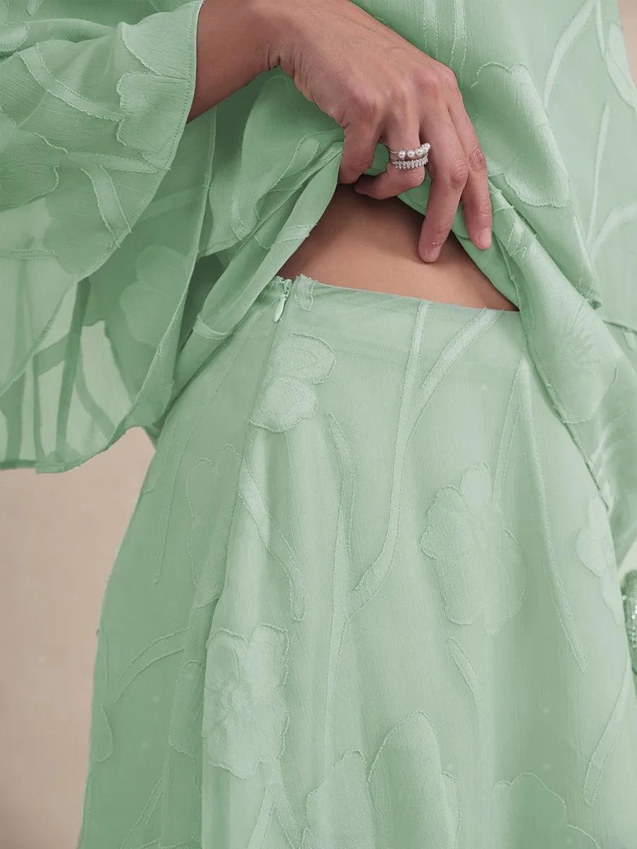 Floral Chiffon Midi Skirt