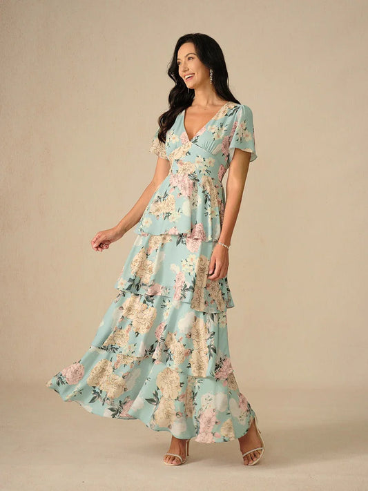 Romantic Tiered Floral Maxi Dress