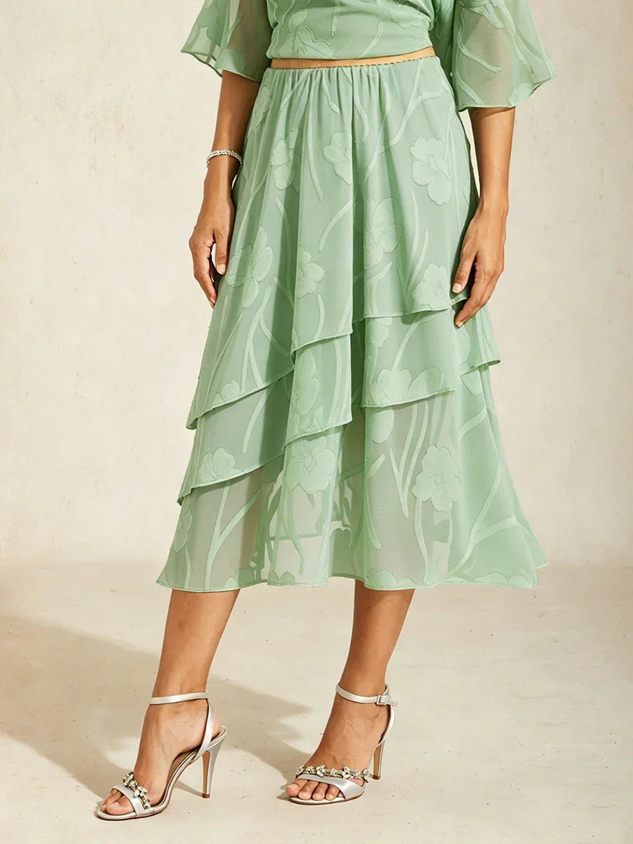 Floral Chiffon Midi Skirt