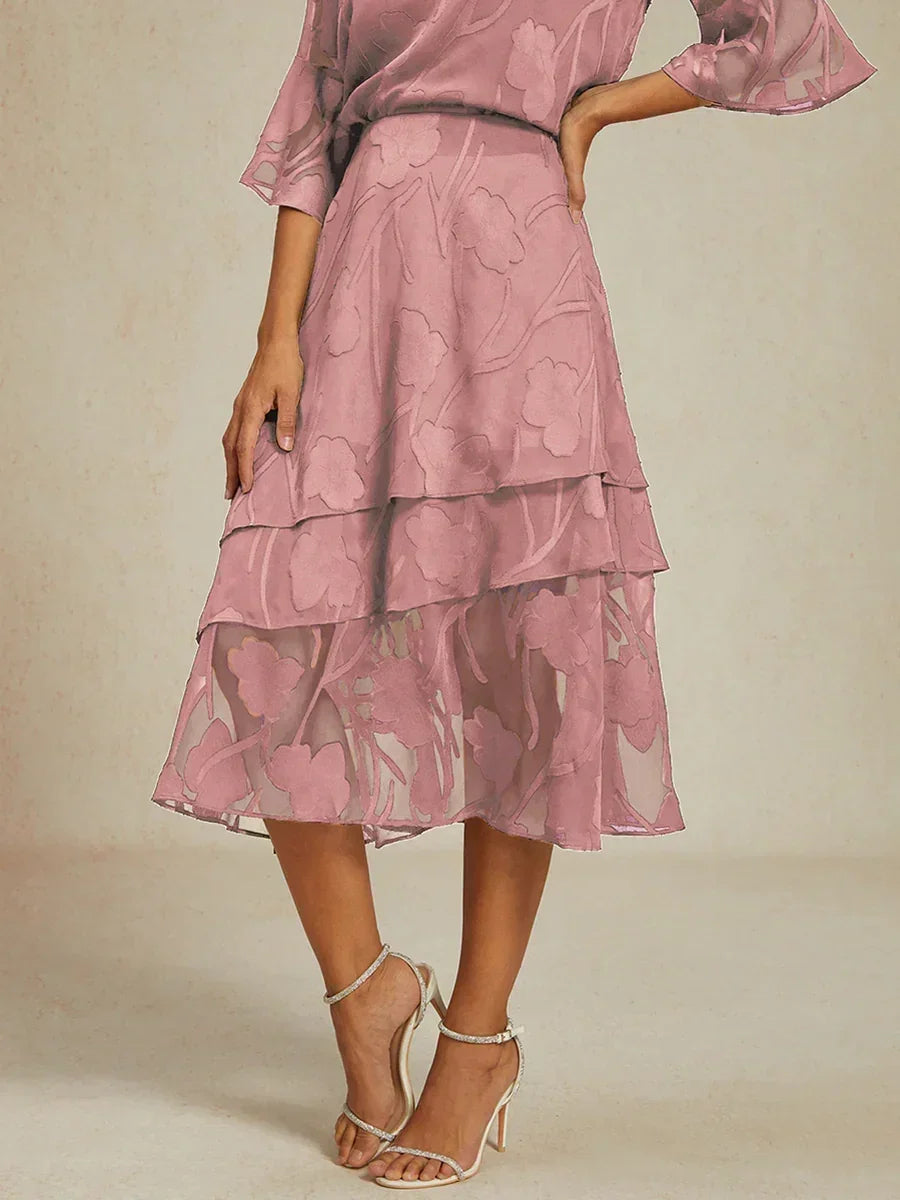 Floral Chiffon Midi Skirt