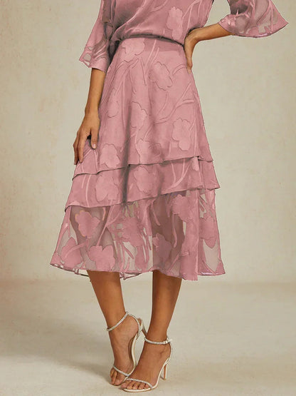 Floral Chiffon Midi Skirt