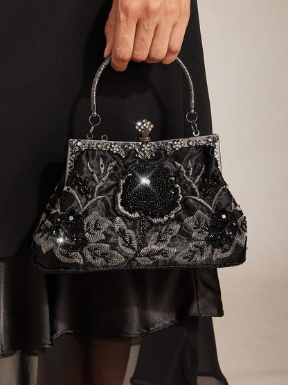 Sequin Embroidery Velvet Handbag Evening Bag