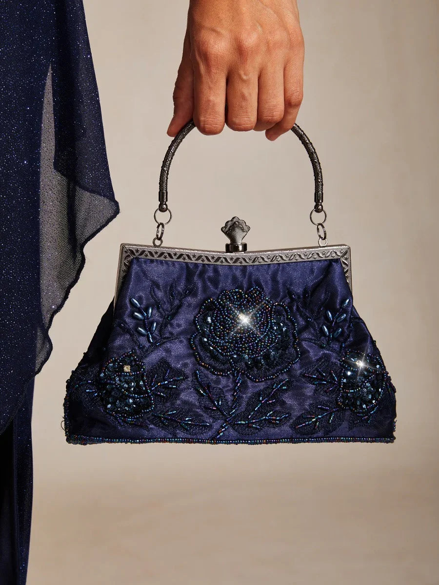 Sequin Embroidery Velvet Handbag Evening Bag