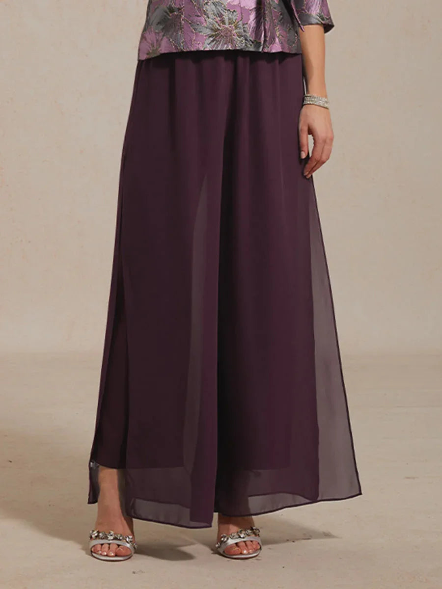 Hose mit geradem Bein und Chiffon-Überzug mit Schlitz am Bein