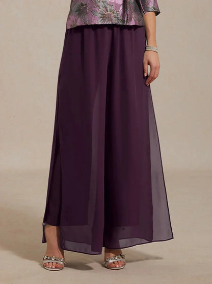 Straight Leg Pant With Chiffon Split Leg Overlay