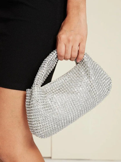 Silver Rhinestone Clutch Sparkling Evening Bag