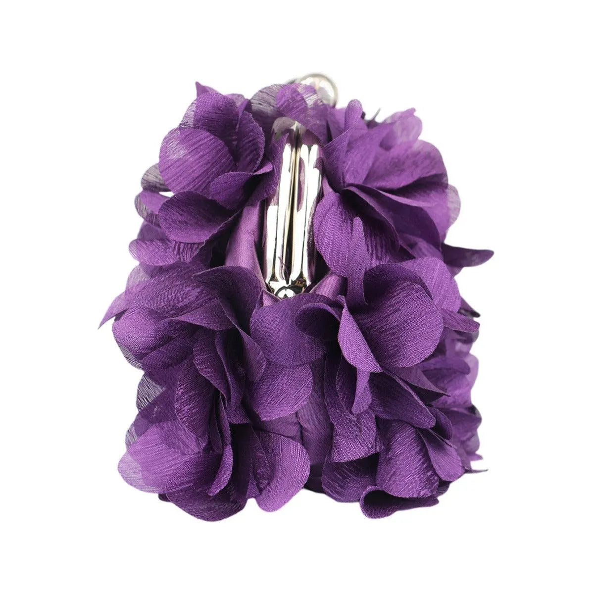 Satin Floral Evening Clutch with Rhinestone Chain