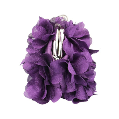 Satin Floral Evening Clutch with Rhinestone Chain