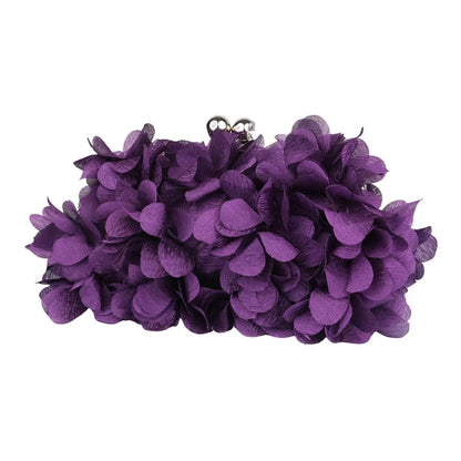 Satin Floral Evening Clutch with Rhinestone Chain