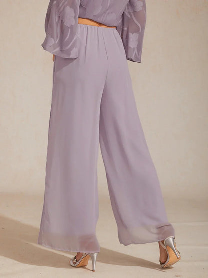 Straight Leg Chiffon Pants