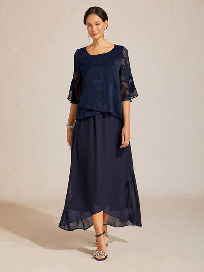 High-Low Overlay Chiffon Skirt with Lining