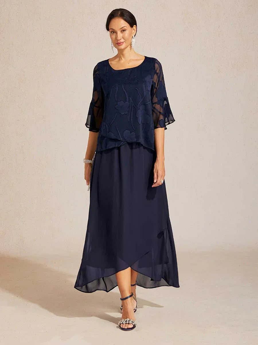 Elegante Chiffonbluse mit asymmetrischem Saum